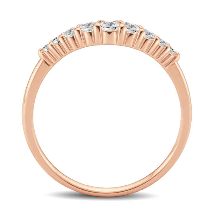 Curved Round Diamond Wedding Band