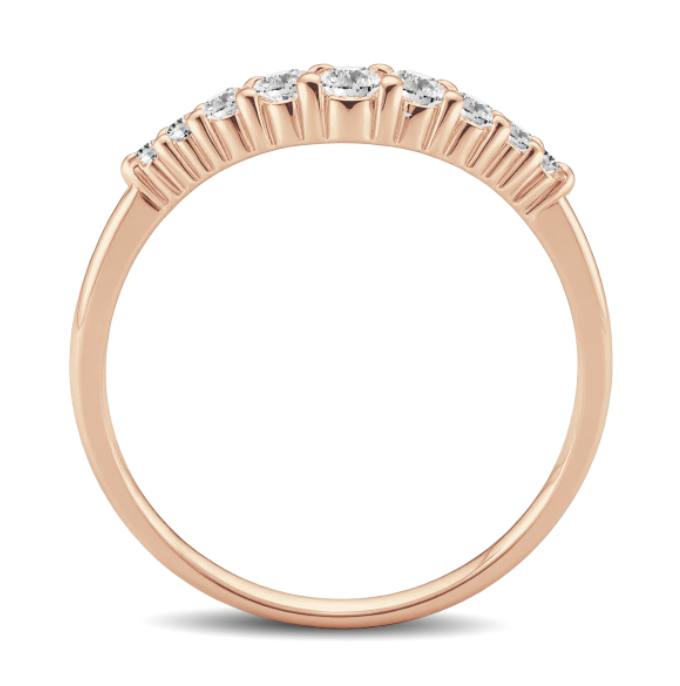 Curved Round Diamond Wedding Band