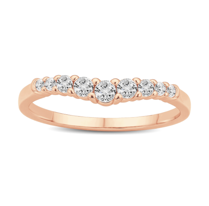 Curved Round Diamond Wedding Band
