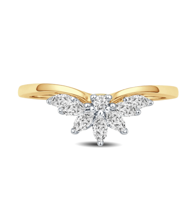 Curve Floral Marquise Diamond Wedding Band
