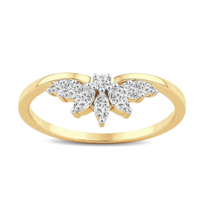 Curve Floral Marquise Diamond Wedding Band