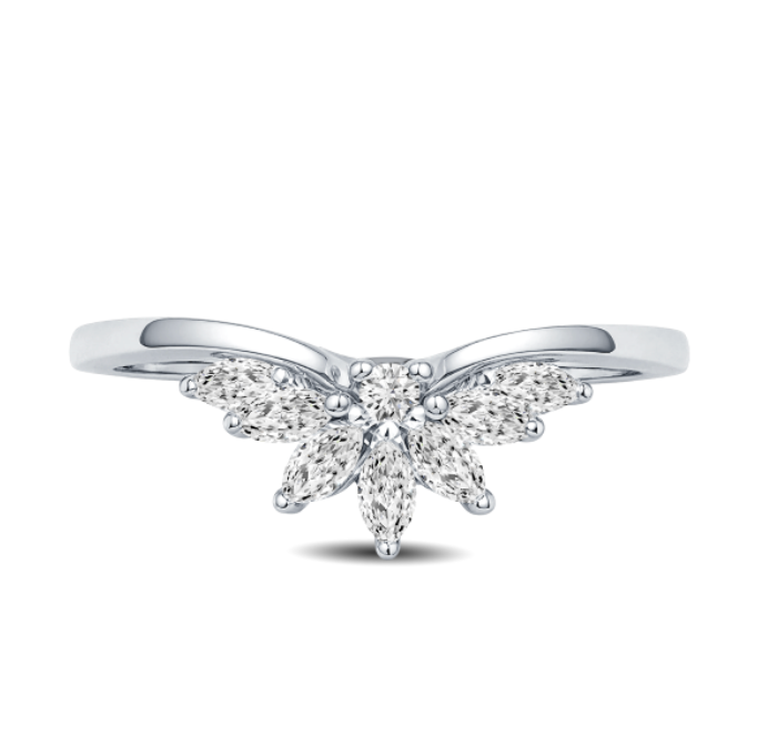 Curve Floral Marquise Diamond Wedding Band