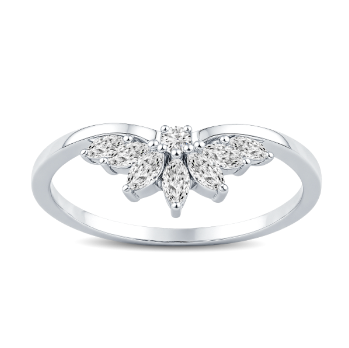 Curve Floral Marquise Diamond Wedding Band