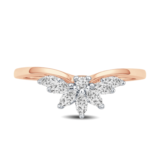 Curve Floral Marquise Diamond Wedding Band