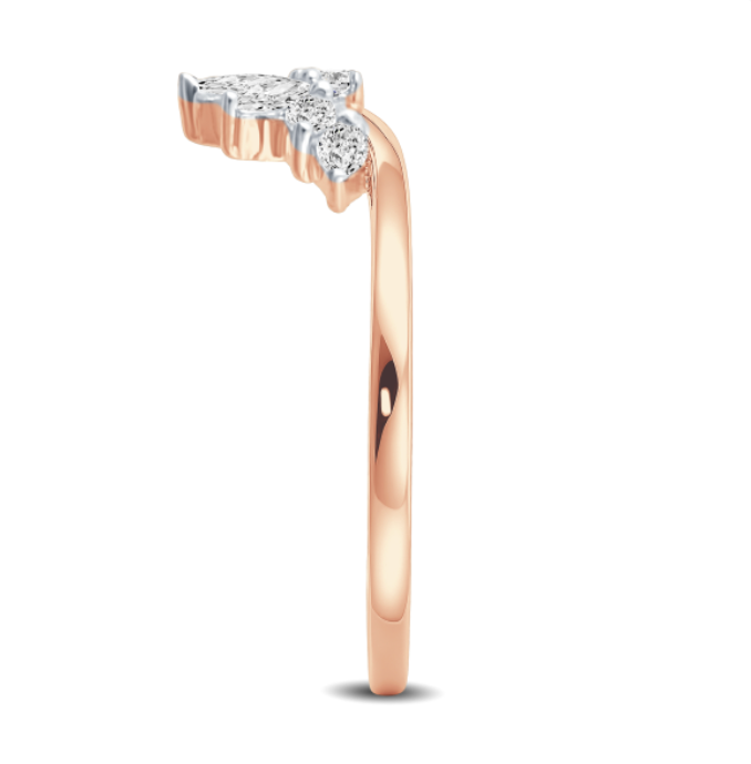 Curve Floral Marquise Diamond Wedding Band