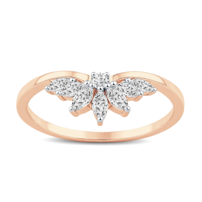 Curve Floral Marquise Diamond Wedding Band