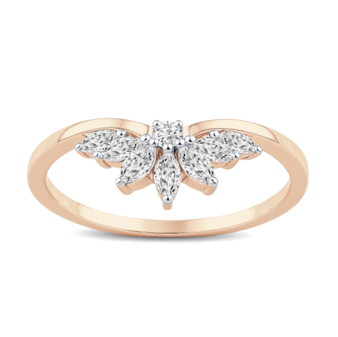 Curve Floral Marquise Diamond Wedding Band