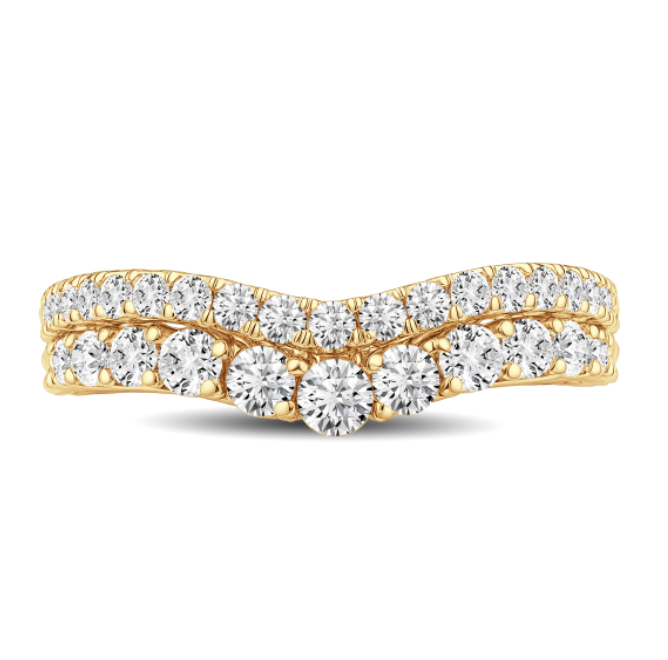 Curved Double Diamond Wedding Band