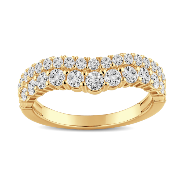 Curved Double Diamond Wedding Band