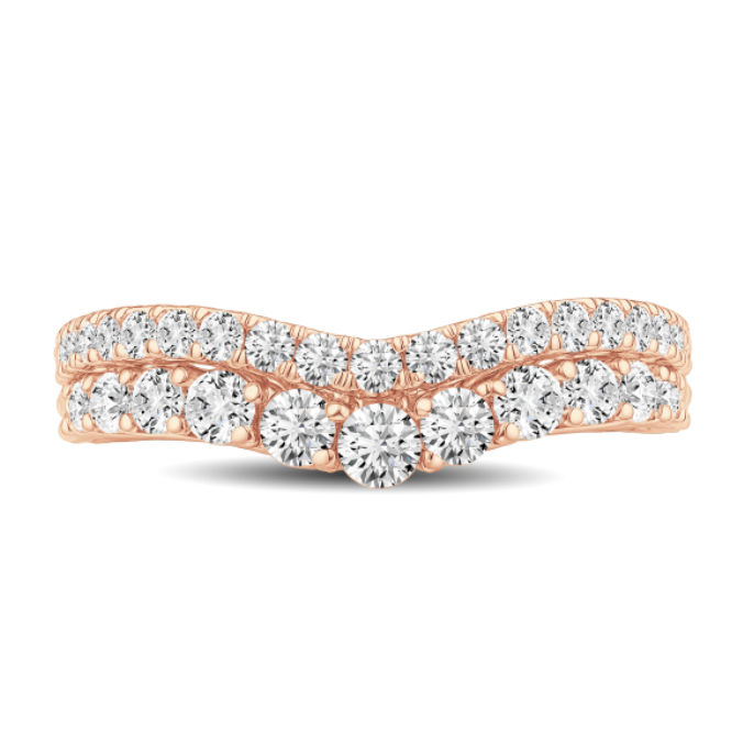 Curved Double Diamond Wedding Band