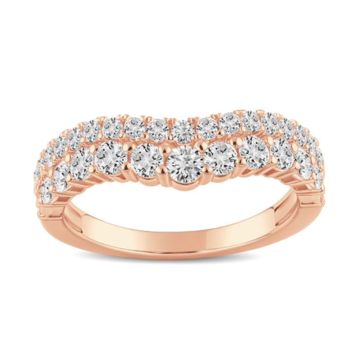 Curved Double Diamond Wedding Band