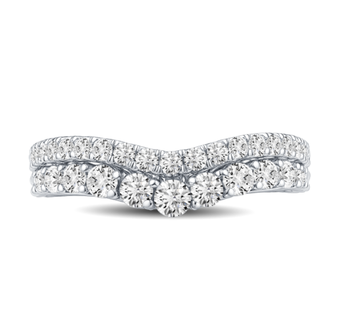 Curved Double Diamond Wedding Band