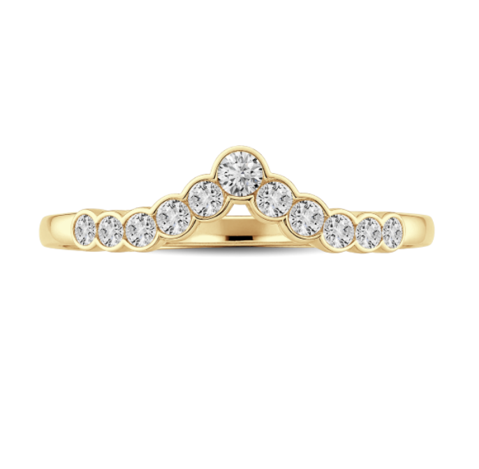 Curved Round Diamond Bezel Set Band