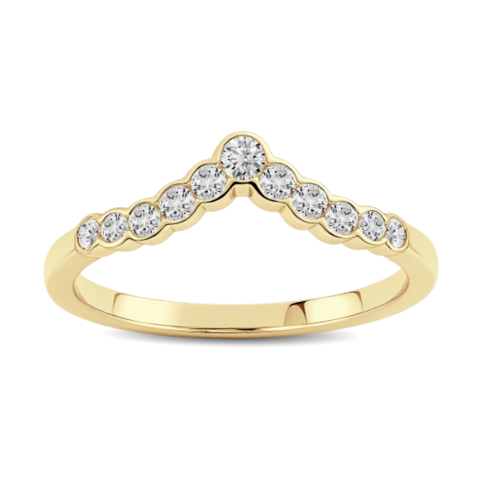 Curved Round Diamond Bezel Set Band