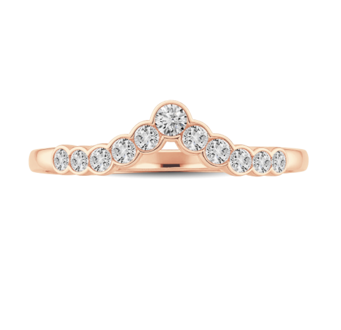 Curved Round Diamond Bezel Set Band