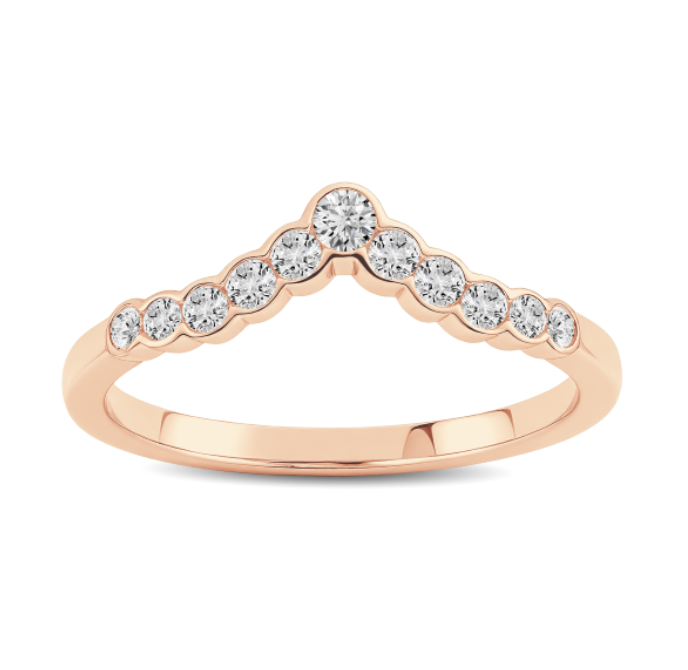Curved Round Diamond Bezel Set Band