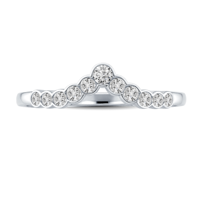 Curved Round Diamond Bezel Set Band