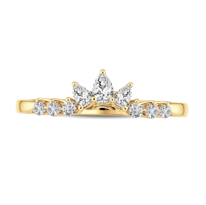 Crown Diamond Curved Wedding Band