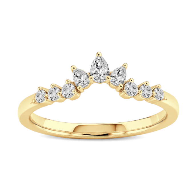 Crown Diamond Curved Wedding Band