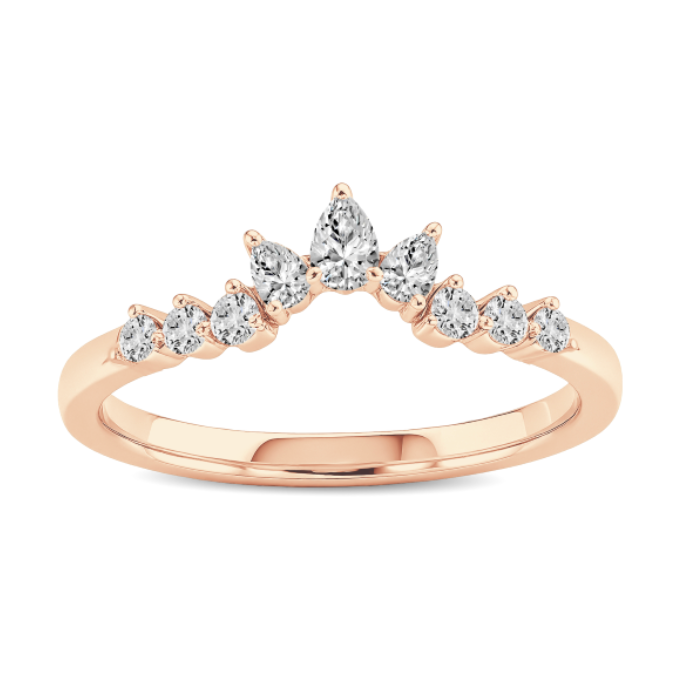 Crown Diamond Curved Wedding Band