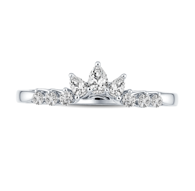 Crown Diamond Curved Wedding Band