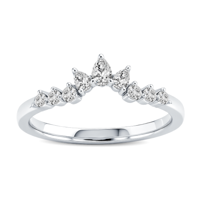 Crown Diamond Curved Wedding Band