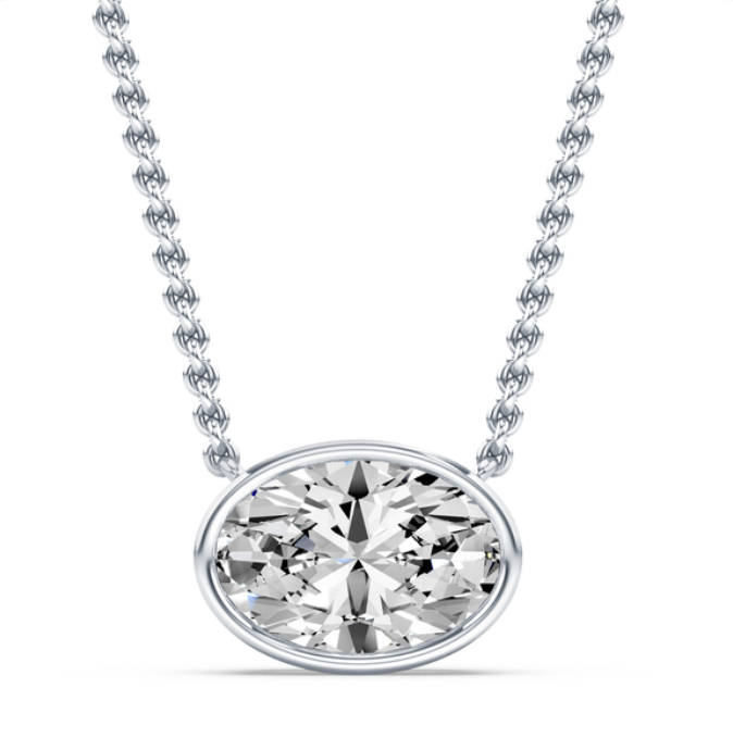 Bezel Oval Diamond Necklace