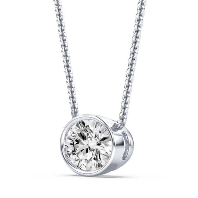 Bezel Oval Diamond Necklace