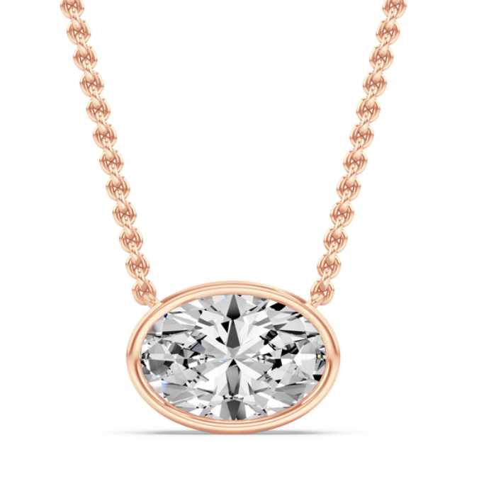 Bezel Oval Diamond Necklace