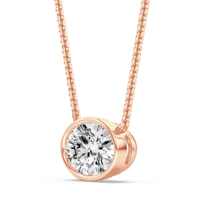 Bezel Oval Diamond Necklace