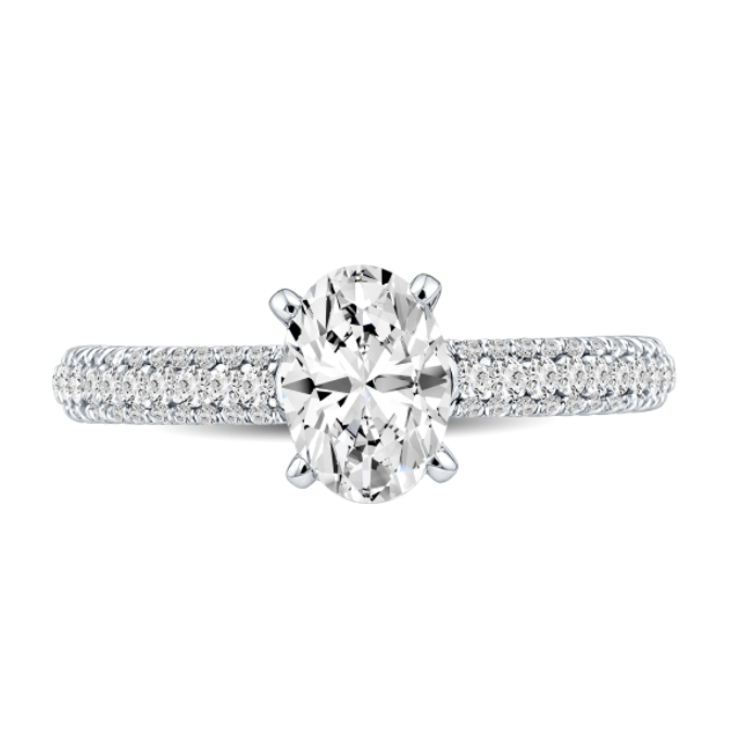 Pavé-set Oval Diamond Engagement Ring