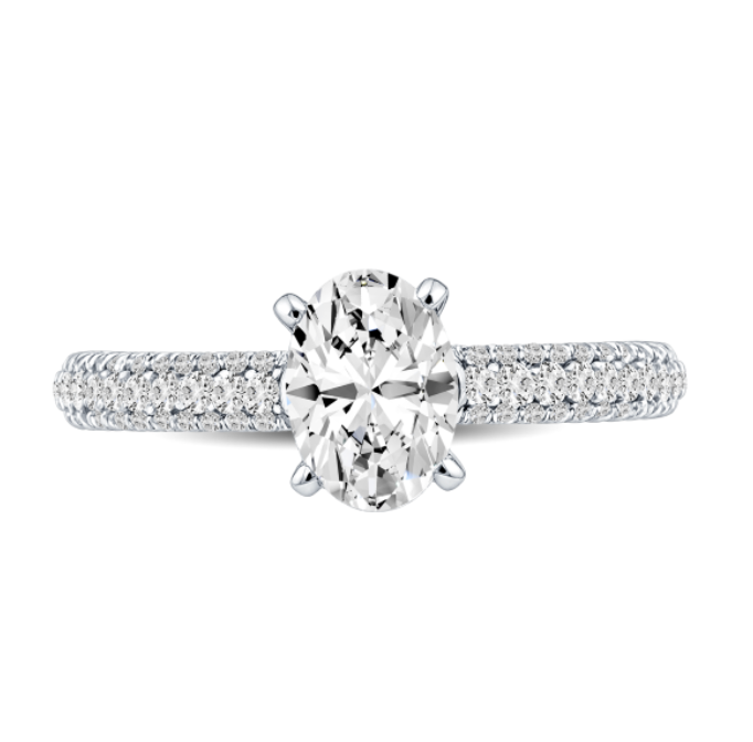 Pavé-set Oval Diamond Engagement Ring