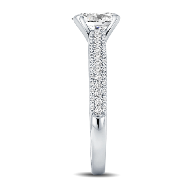 Pavé-set Oval Diamond Engagement Ring