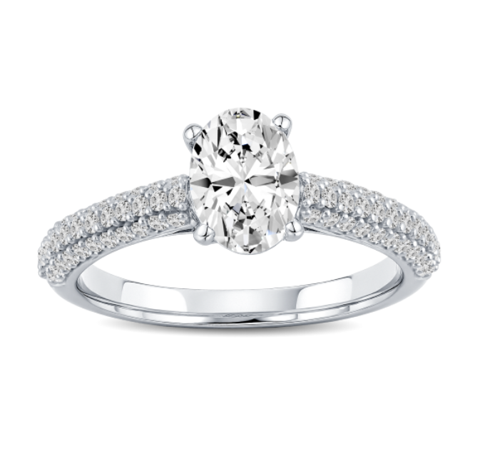 Pavé-set Oval Diamond Engagement Ring