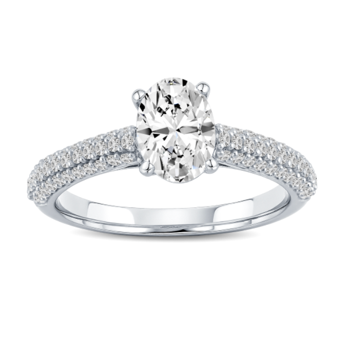Pavé-set Oval Diamond Engagement Ring