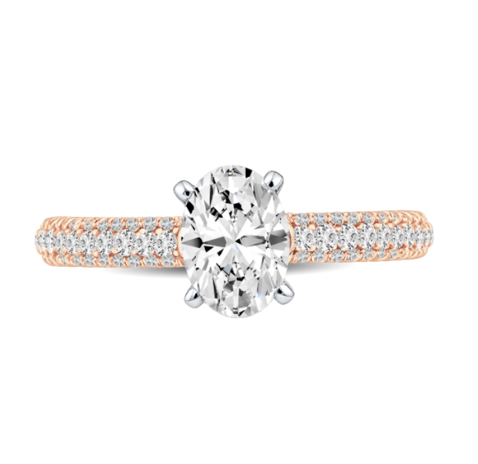 Pavé-set Oval Diamond Engagement Ring