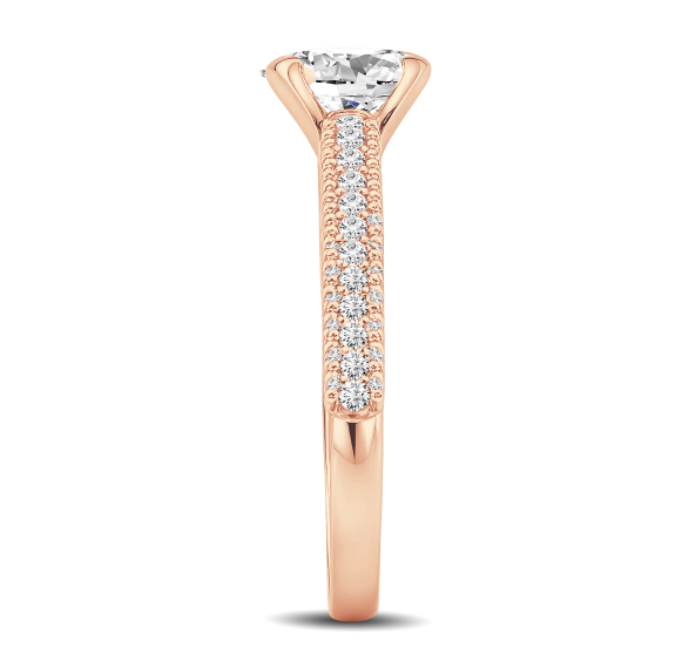 Pavé-set Oval Diamond Engagement Ring