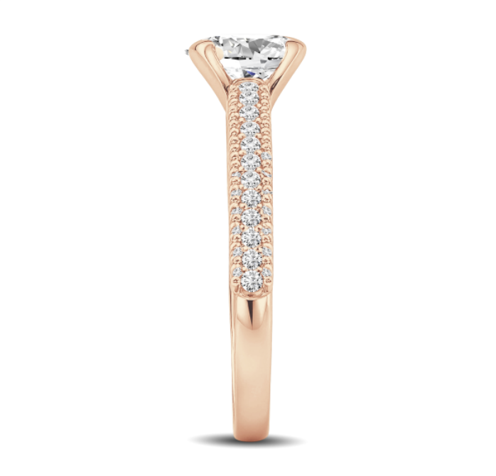 Pavé-set Oval Diamond Engagement Ring