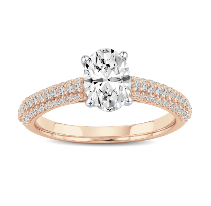 Pavé-set Oval Diamond Engagement Ring