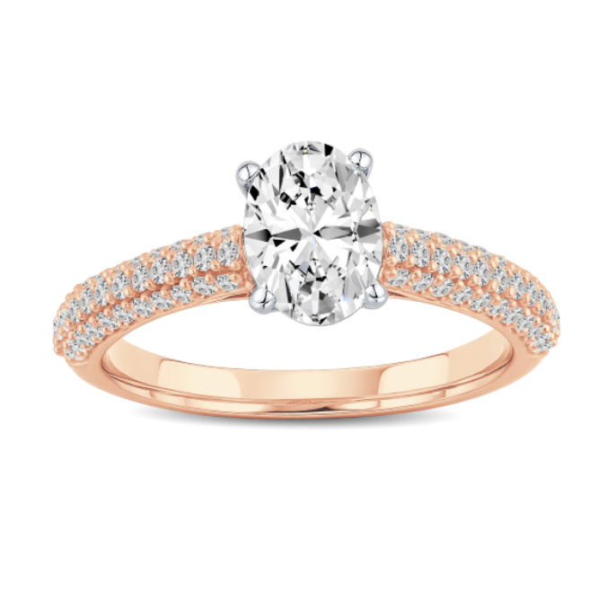 Pavé-set Oval Diamond Engagement Ring