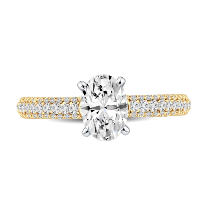 Pavé-set Oval Diamond Engagement Ring