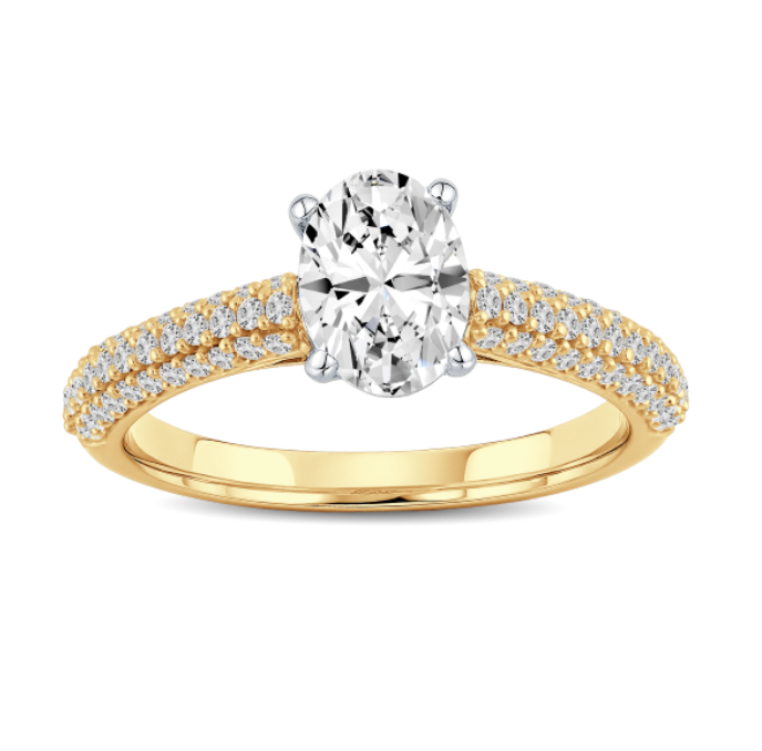 Pavé-set Oval Diamond Engagement Ring