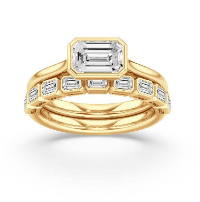 Emerald Bezel Diamond Ring