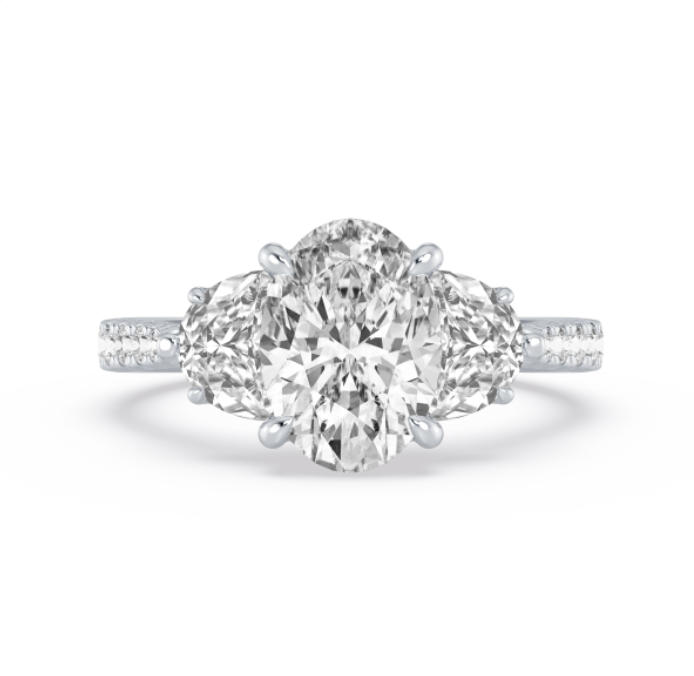 Three Stone Pave Engagement Ring