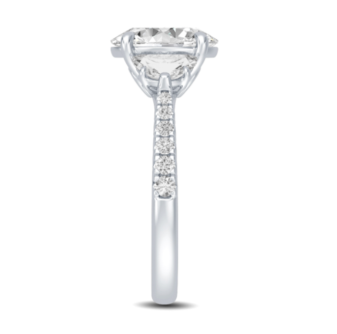 Three Stone Pave Engagement Ring