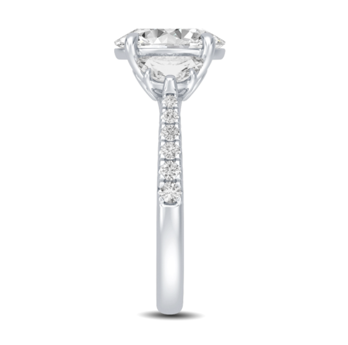 Three Stone Pave Engagement Ring