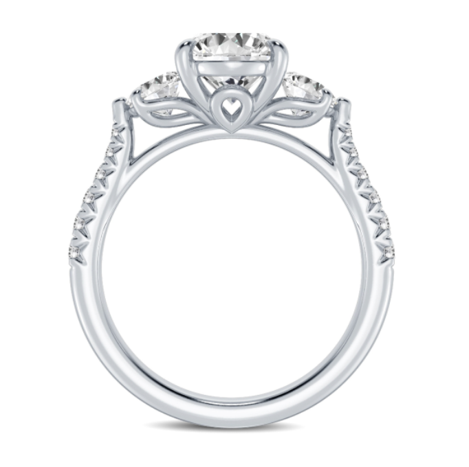 Three Stone Pave Engagement Ring