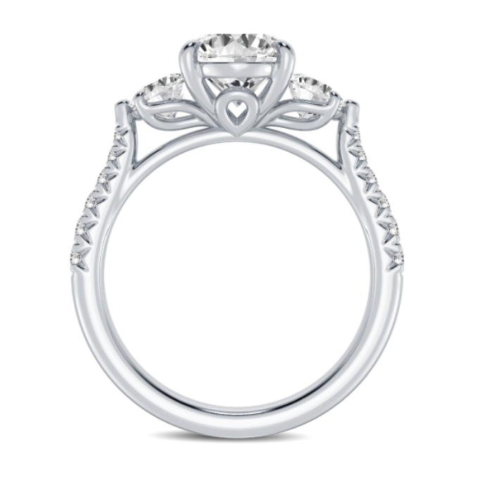 Three Stone Pave Engagement Ring