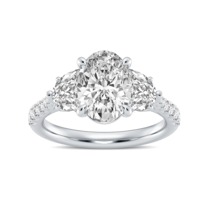 Three Stone Pave Engagement Ring