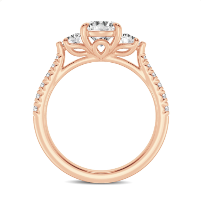 Three Stone Pave Engagement Ring